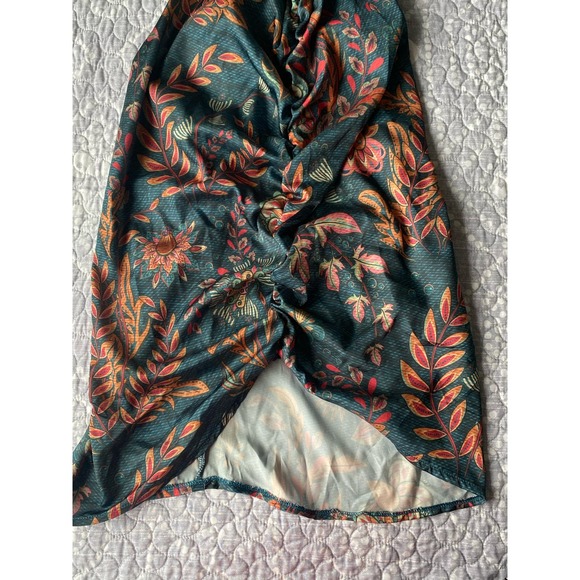 Averie Halley Ruched Midi Dress Flowery Print on Cobalt Blue Size Small - NEW - Picture 5 of 13